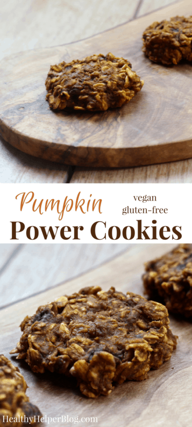 Pumpkin Power Cookies | Healthy Helper @Healthy_Helper Soft-baked cookies filled with whole grain goodness, vitamin C, and fiber! Pumpkin is the star ingredient in these healthy treats and they're full of other nutrient dense ingredients like rolled oats, dried fruit, cinnamon, cocoa, and bananas. Perfect for snacking on-the-go and satisfying your sweet tooth the wholesome way. 