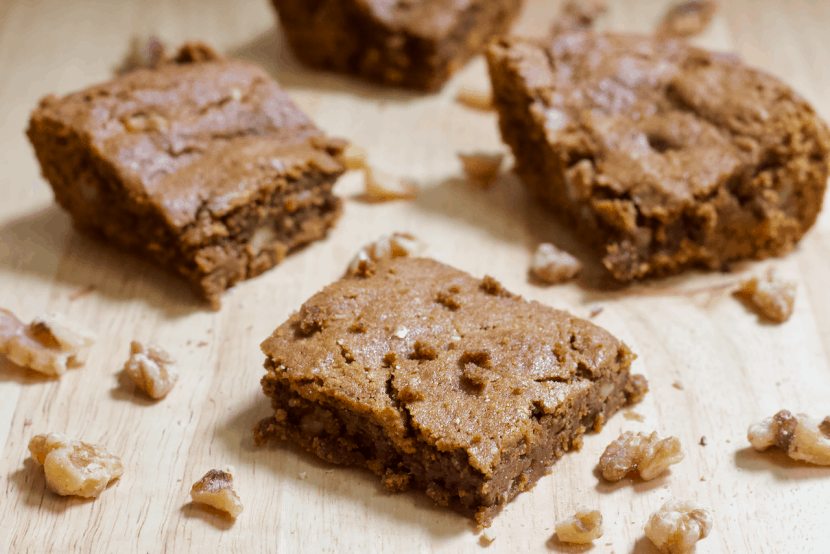 Healthy Gingerbread Bars with Walnuts | Healthy Helper Healthy Gingerbread Bars made with whole grains, natural sugar, and filled with heart-healthy walnuts! The perfect snack with all the seasonal flavor you love around the holidays. Gluten-free, high protein, and absolutely delicious!