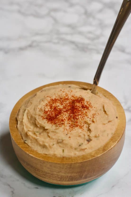 Smokey White Bean Puree | Healthy Helper Creamy and smooth bean puree perfectly seasoned with herbs and finished with a delicious smokey flavor! With the same texture as mashed potatoes, this dish will be a welcome addition to your table with less carbs and fat, more protein, and a much better nutritional profile. Vegan and gluten-free too! 