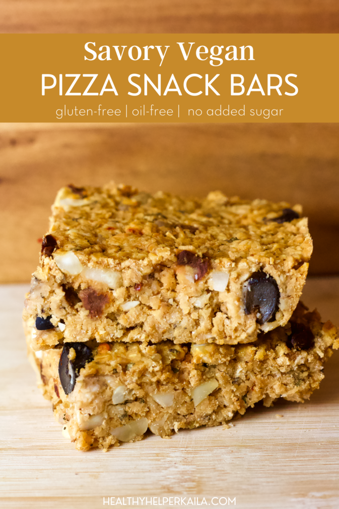 Vegan Pizza Snack Bars | A savory snack bar made from a blend of oats, flax, spices, and herbs! These hearty bars are perfect for breakfast, snacks, or to satisfy your pizza cravings. They are vegan, gluten-free, and sugar-free as well.