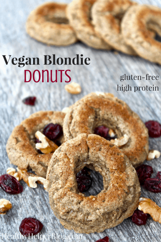 Vegan Blondie Donuts | Healthy Helper @Healthy_Helper Blondies take donut form in this deliciously sweet vegan treat recipe! These mini donuts are fudgy and dense just like a blondie yet have the classic shape and look of a donut. Gluten-free, flourless, and full of plant-based protein, making them a perfect anytime snack! 