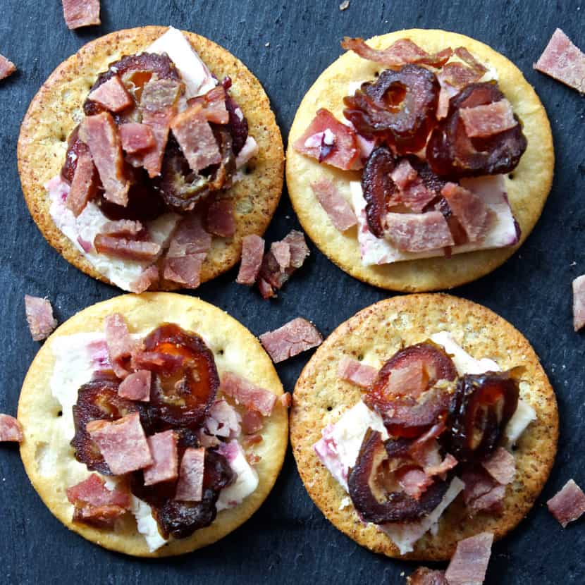 Cranberry Bacon Date Cracker Stacks | Healthy Helper @Healthy_Helper
