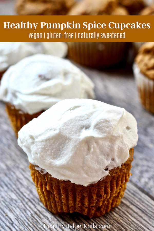 Vegan Gluten-Free Pumpkin Spice Cupcakes | Tis' the season for all things pumpkin! Traditional cupcakes get a healthy, vegan makeover with the added improvement of being PUMPKIN flavored! Naturally sweetened, whole grain, and so light n' fluffy! A crowd pleaser for vegans and non-vegans alike.