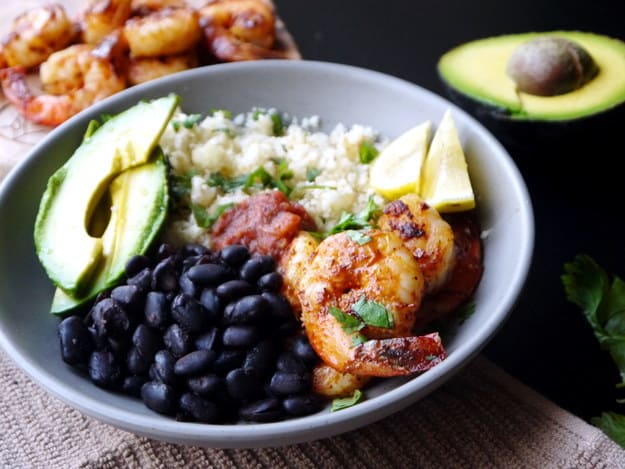 Shrimp Taco Bowls with Cauliflower Rice | Healthy Helper @Healthy_Helper
