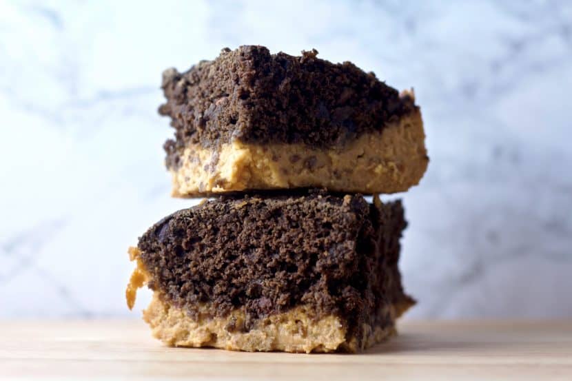 Peanut Butter Blondie Brownies | Healthy Helper @Healthy_Helper The best DOUBLE DESSERT you'll ever have! Luscious peanut butter blondies meet decadent chocolate chunk brownies in this amazing dessert recipe. Vegan, gluten-free, and date-sweetened...these are the sweet treat you can feel great about indulging in!