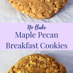 No Bake Maple Pecan Breakfast Cookies [gluten-free + vegan] | Healthy Helper @Healthy_Helper Soft n' doughy salted maple pecan cookies are just what you need to start your day on a sweet note! Full of plant-based protein, gluten-free, and delicious. They're like eating dessert for breakfast!