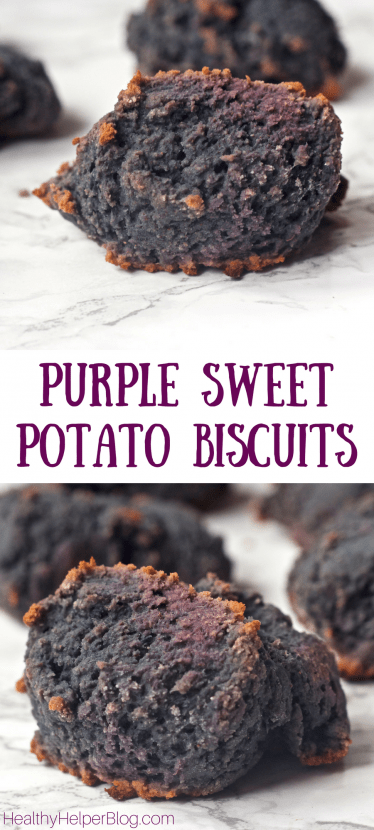 Purple Sweet Potato Biscuits | Healthy Helper @Healthy_Helper A delicious, purple twist on traditional sweet potato biscuits! These gluten-free, vegan drop biscuits are easy to make and are the perfect accompaniment to any meal. Serve them with warm butter and a drizzle of honey for a real delight! 