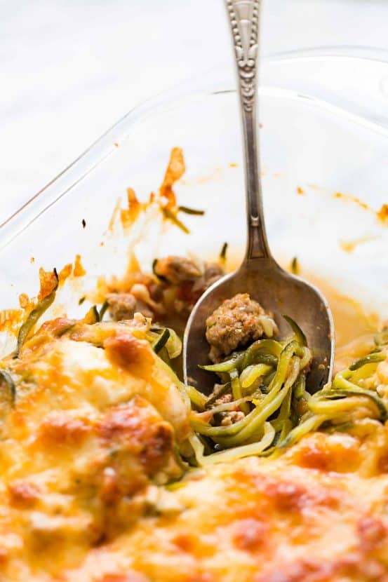 Cheesy Baked Zucchini Noodle Casserole | Healthy Helper @Healthy_Helper