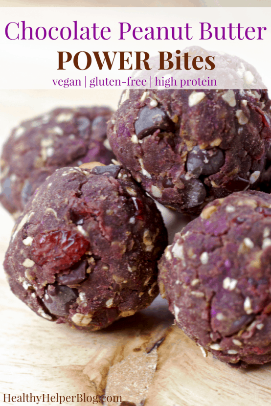 Chocolate Peanut Butter POWER Bites | Healthy Helper @Healthy_Helper Chocolate peanut butter deliciousness in a bite sized, energy boosting snack! These Chocolate Peanut Butter POWER Bites are jam-packed with protein, fiber, and healthy fats to keep you going all day long. They're vegan, gluten-free, have no added sugar, and are made with a secret SUPERFOOD.