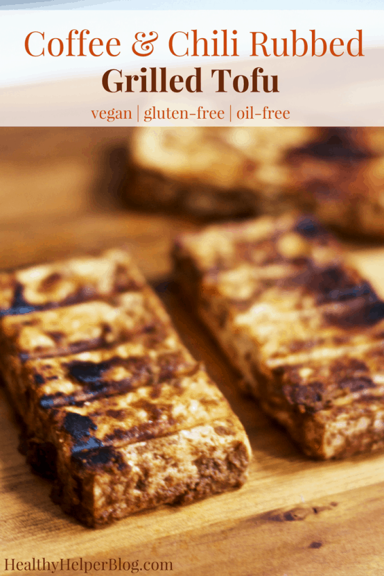 Coffee & Chili Rubbed Tofu | Healthy Helper @Healthy_Helper A plant-based grilled delight for summer BBQs and potlucks! This Coffee & Chili Rubbed Tofu is a vegan and gluten-free main dish that veggie lovers and meat eaters can agree on! Flavorful, bold in taste, and a great way to serve tofu.