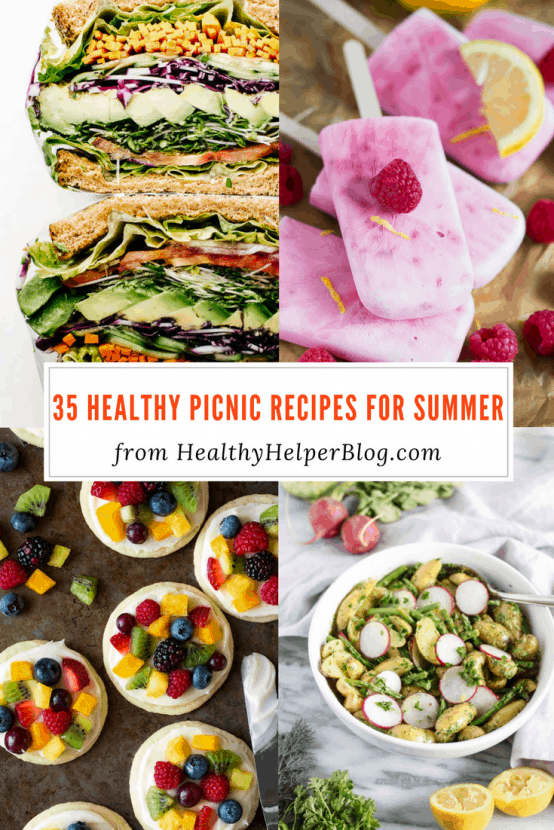 35 Healthy Picnic Recipes for Summer | Healthy Helper @Healthy_Helper July is National Picnic Month! Celebrate with this roundup of 35 Healthy Picnic Recipes for Summer. All the sides, mains, and desserts you could need to have the ultimate picnic lunch!