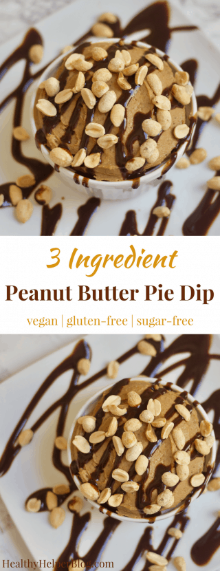 3 Ingredient Peanut Butter Pie Dip | Healthy Helper @Healthy_Helper Healthy, high protein dessert dip that tastes like your favorite pie! This 3 Ingredient Peanut Butter Pie Dip is vegan, gluten-free, naturally sweetened, and so decadent tasting. Feel good about indulging with your favorite dippers for a healthy snack or sweet treat.