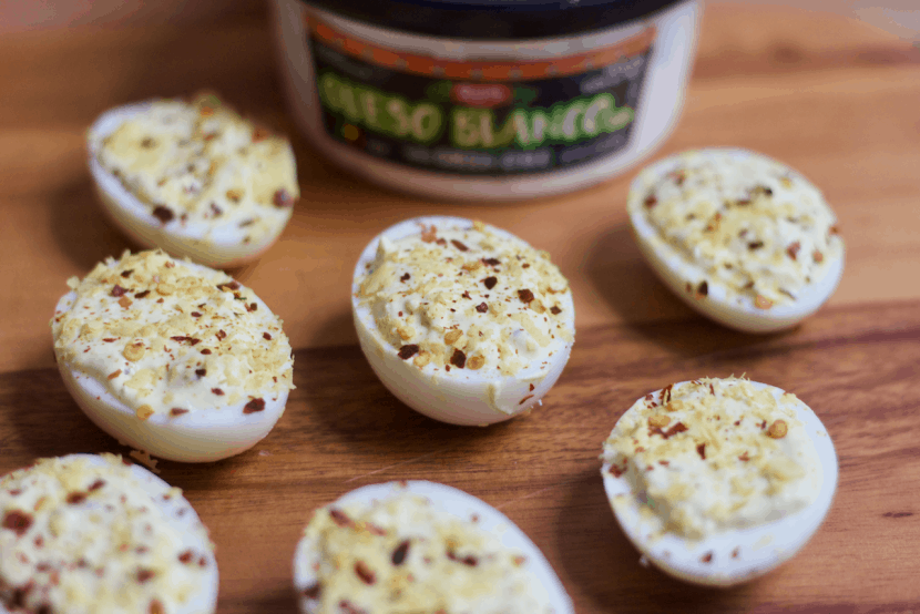 Southwestern Queso Blanco Deviled Eggs | Healthy Helper @Healthy_Helper Classic deviled eggs made cheesy and creamy with delicious Queso Blanco! These gluten-free, high protein appetizers are FULL of zesty southwestern flavor and are incredibly easy to make. Perfect for your next holiday party or get-together!
