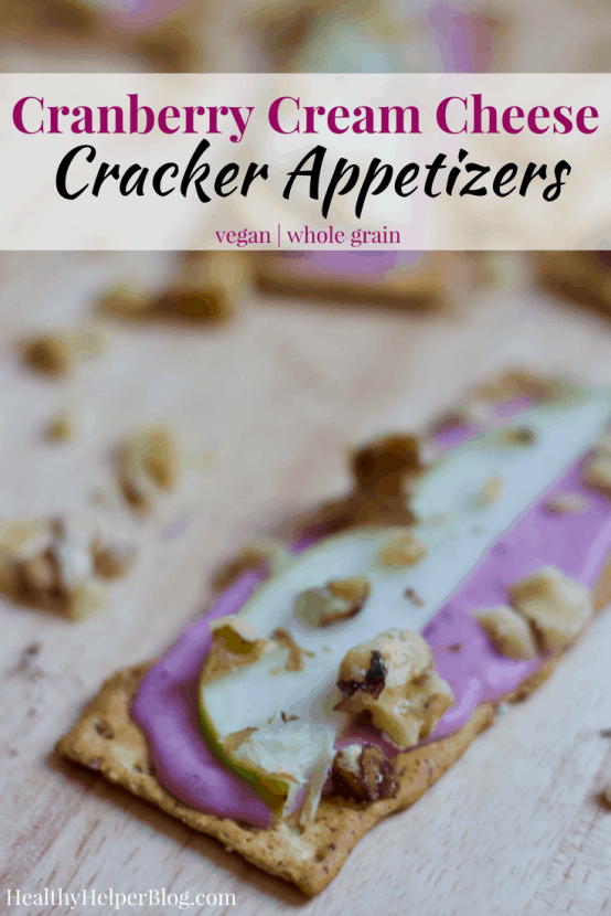 Cranberry Cream Cheese Crackers | Healthy Helper @Healthy_Helper Creamy, crunchy, and sweet...these vegan appetizers have it all! My Cranberry Cream Cheese Crackers are the perfect snack to bring to your next holiday party or family get-together. Easy to assemble and just as easy to eat! 