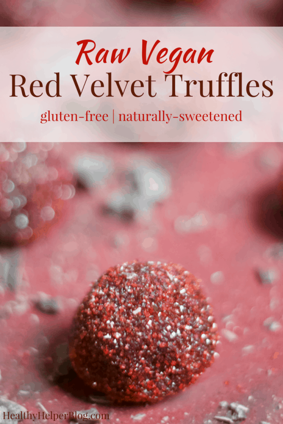 Raw Vegan Red Velvet Truffles | Healthy Helper @Healthy_Helper Dense, fudgy dark chocolate truffles filled with all the flavor you love about Red Velvet desserts. These Red Velvet Truffles are raw, vegan, and perfect for showing that special someone how much you care! 
