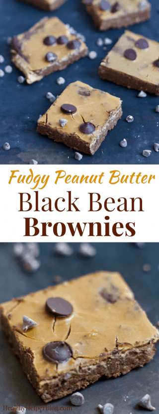 Fudgy Peanut Butter Black Bean Brownies | Healthy Helper @Healthy_Helper Rich chocolate combines with delicious peanut butter for the ultimate brownie experience. Vegan, gluten-free, high in plant-based protein, and SO easy to make. 