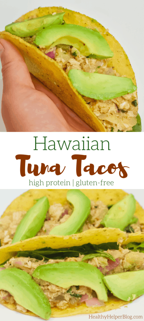 Hawaiian Tuna Tacos | Take a trip to the tropics with these healthy Hawaiian Tuna Tacos. A mix of sweet n' savory flavor spiced with fresh herbs and fruit. Delicious for a quick lunch or dinner any season!