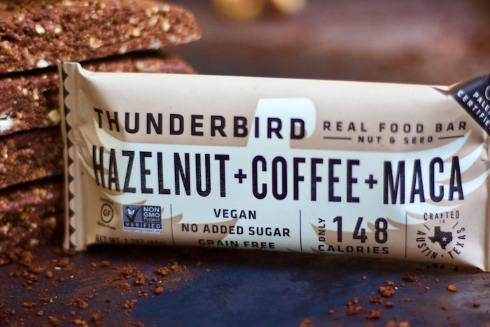 Copycat Hazelnut Coffee Maca Thunderbird Bars | Aromatic coffee combines with rich chocolate, hazelnuts, and superfood maca for the ultimate energy bar! Raw, vegan, gluten-free, and no added sugar, these copycat bars taste just like your favorite Thunderbird bar. 