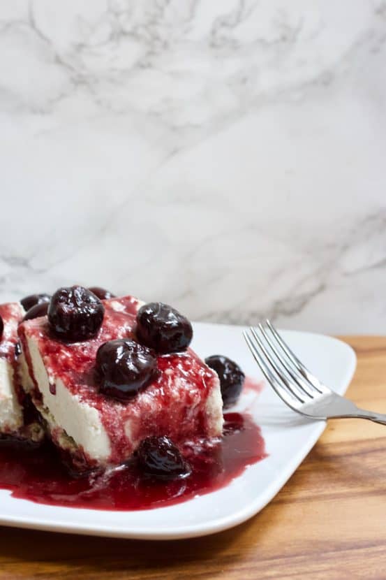 Creamy Vegan Cherry Cheesecake | Healthy Helper This creamy raw plant-based cheesecake with a delicious cherry walnut crust will be your new favorite HEALTHY dessert! Low in sugar, gluten-free, and easy to make, my Creamy Vegan Cherry Cheesecake is a delicious alternative to traditional cheesecake with a fruity twist that can't be beat.