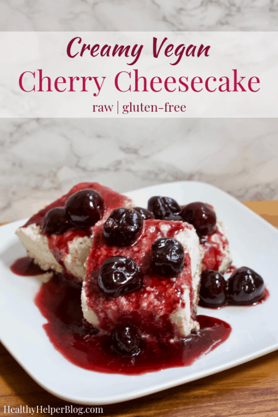 Creamy Vegan Cherry Cheesecake | Healthy Helper This creamy raw plant-based cheesecake with a delicious cherry walnut crust will be your new favorite HEALTHY dessert! Low in sugar, gluten-free, and easy to make, my Creamy Vegan Cherry Cheesecake is a delicious alternative to traditional cheesecake with a fruity twist that can't be beat.
