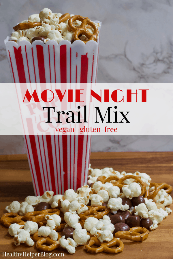 Healthy Movie Night Trail Mix | Healthy Helper A sweet and salty snack mix perfect for satisfying all your cravings while enjoying a movie with friends or family! Gluten-free, vegan, full of fiber, and a great healthy alternative to all your favorite movie snacks. This Healthy Movie Night Trail Mix will be your new go-to treat to take to the movies with you. 