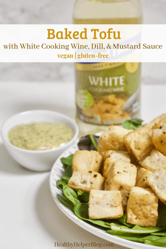 Baked Tofu with White Wine, Dill, & Mustard Sauce | Healthy Helper Perfectly baked tofu pairs creamy, tangy sauce for a delicious plant-based main dish! A great addition to a holiday menu or to make for an easy meatless weeknight meal. Vegan, gluten-free, low in fat and carbs, and SO flavorful. This will be your new favorite way to prepare tofu!