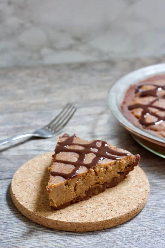 Vegan Peanut Butter Pie | A healthy take on classic peanut butter pie without dairy, grains, or added sugar! This Vegan Peanut Butter Pie is just as rich and sweet as the original, but MUCH better for you and easy to make too. 