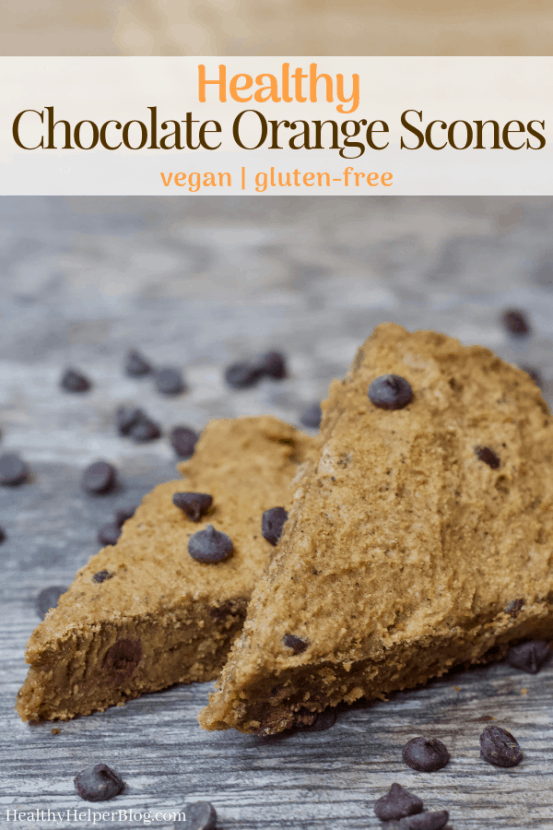 Healthy Chocolate Orange Scones | Soft, whole grain scones flavored with a delicious combo of fresh orange and chocolate! A treat healthy enough for breakfast and sweet enough to satisfy your dessert cravings. Vegan, gluten-free, and fruit-sweetened! 