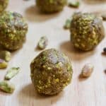 Matcha Pistachio Protein Balls | Sweet matcha paired with pistachios and dates makes for the ultimate protein ball recipe! These delicious Matcha Pistachio Protein Balls are vegan, gluten-free, and have only 3 ingredients. Easy to make and perfect to take with you for on-the-go snacking!