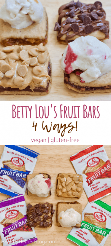 Betty Lou's Fruit Bars - 4 Ways | Four fun, delicious ways to dress up Betty Lou's Fruit Bars with all your favorite toppings. Vegan, gluten-free, and perfect for when you're craving a slice of pie without all the sugar, fat, and calories!