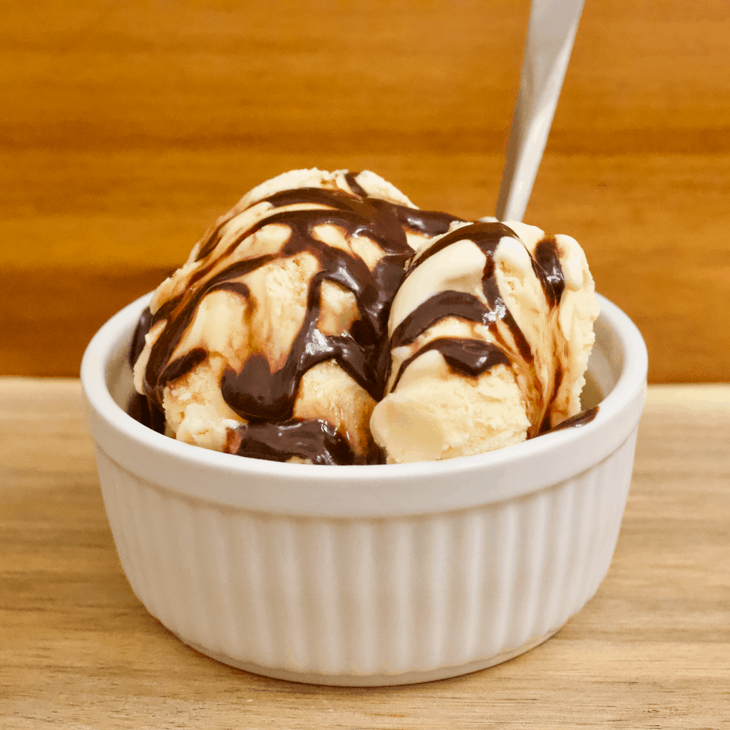Vegan French Vanilla Ice Cream with Date-Sweetened Chocolate Sauce Ice Cream Flavors Pictures