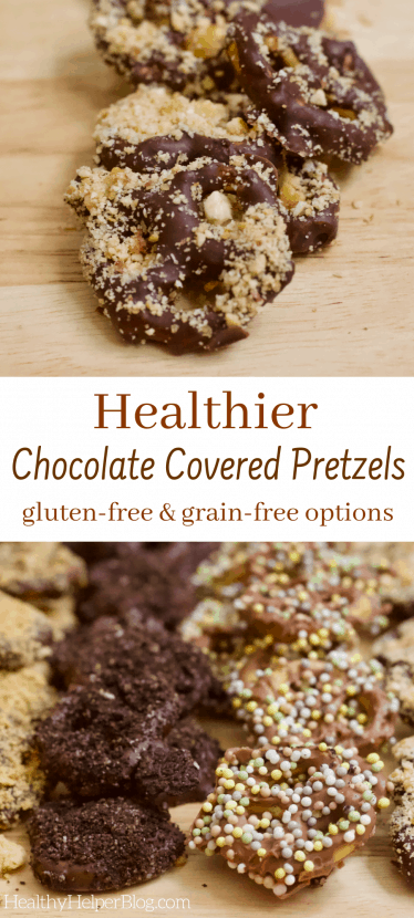 Healthier Chocolate Pretzels - 4 Ways | Four amazing recipes for (almost) vegan chocolate covered pretzels to delight your taste buds and satisfy your sweet n' salty cravings the healthy way! Gluten-free and grain-free options as well. 
