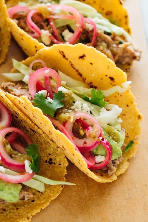 17 Healthy Taco Recipes | A roundup of 17 healthy, delicious taco recipes to enjoy on National Taco Day...or any day! Vegan, vegetarian, and meaty recipes for everyone.