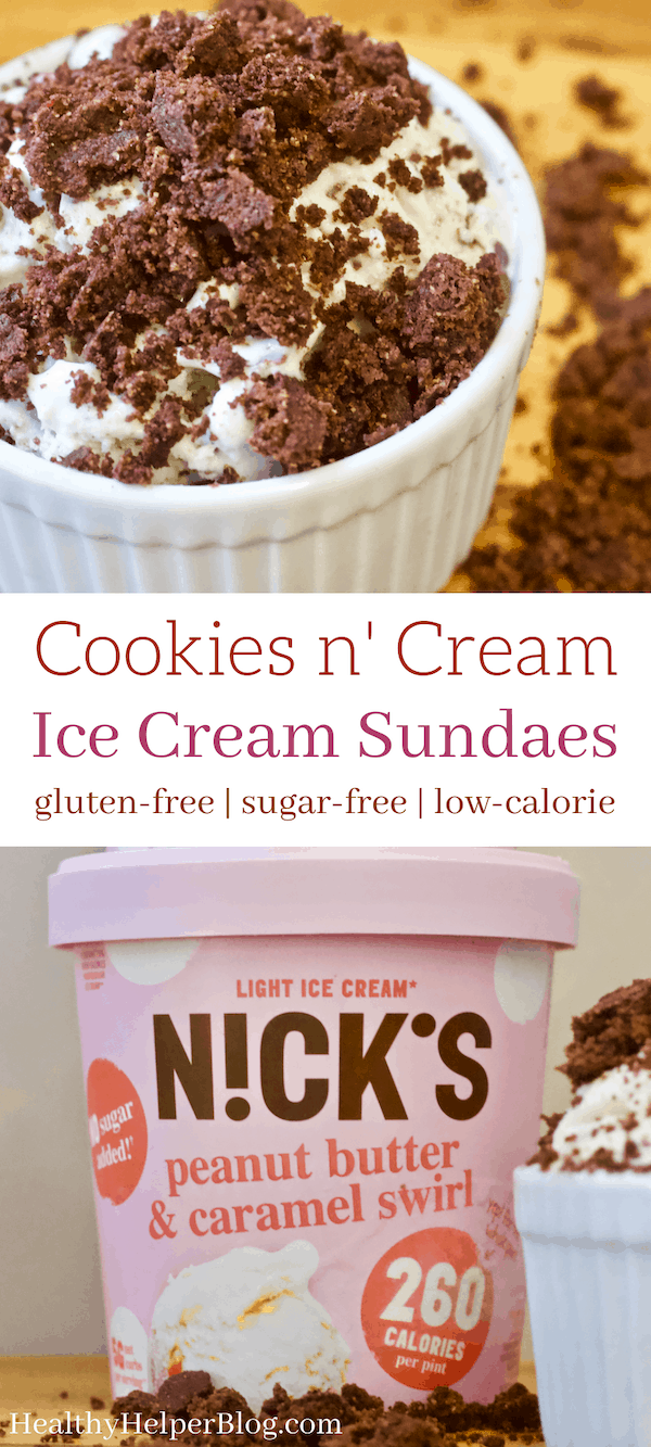 Cookies n' Cream Ice Cream Sundaes [gluten-free + sugar-free] | The ultimate cookies n' cream ice cream sundaes with HOMEMADE vegan, gluten-free, and sugar-free chocolate cookies! A healthier, guilt-free way to satisfy your sweet cravings.