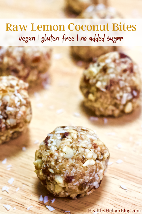 Raw Lemon Coconut Bites | Raw energy bites with the perfect mixture of fresh lemon and coconut flavor! Nutty, sweet, and full of nutrient dense ingredients to keep you going between meals. Vegan and gluten-free! 