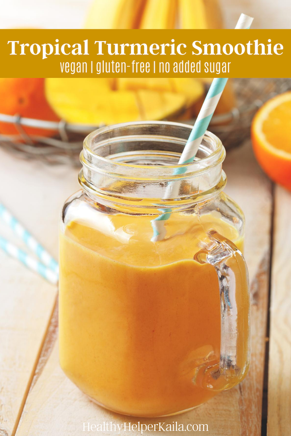 Tropical Turmeric Smoothie | A discussion on the use of turmeric as a natural anti-inflammatory. Uses and benefits, as well as a delicious tropical smoothie recipe that uses turmeric.