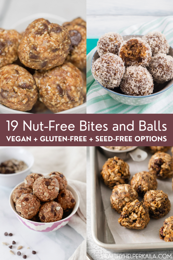 A roundup of nut-free bites and balls that are allergy-friendly and perfect for snacking on! Pop any of these delicious treats into your mouth for sweet satisfaction without worrying about nuts. 