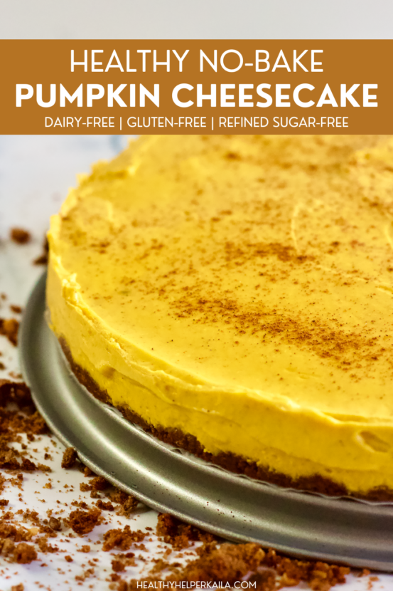 Healthy No-Bake Pumpkin Cheesecake with Ginger Snap Cookie Crust