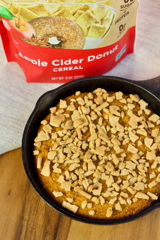 This Apple Cider Donut Snickerdoodle Skillet Cookie will be your favorite healthy, sweet snack. Grain-free, dairy-free, and no sugar added!