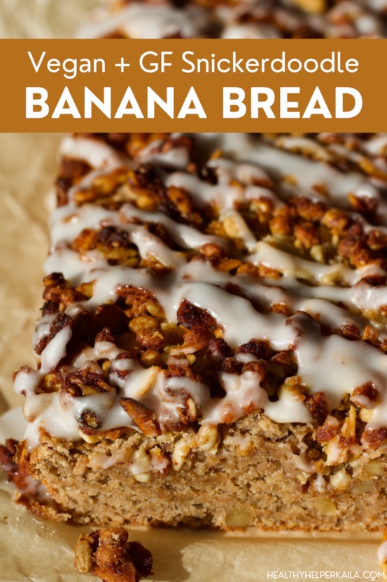 Sweet, cinnamony Snickerdoodle Banana Bread is a delicious twist on the classic treat! Vegan, gluten-free, and no added sugar.