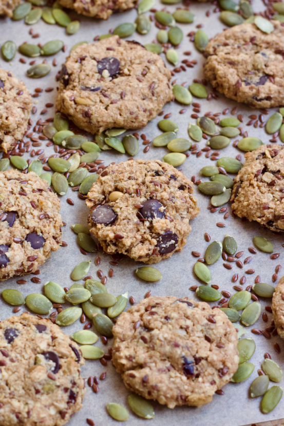 Nut-Free Vegan Trail Mix Cookies are the perfect healthy snack to fuel all your adventures! Gluten-free and no added sugar. Plus, they have the ideal ratio of sweet n' salty goodness!