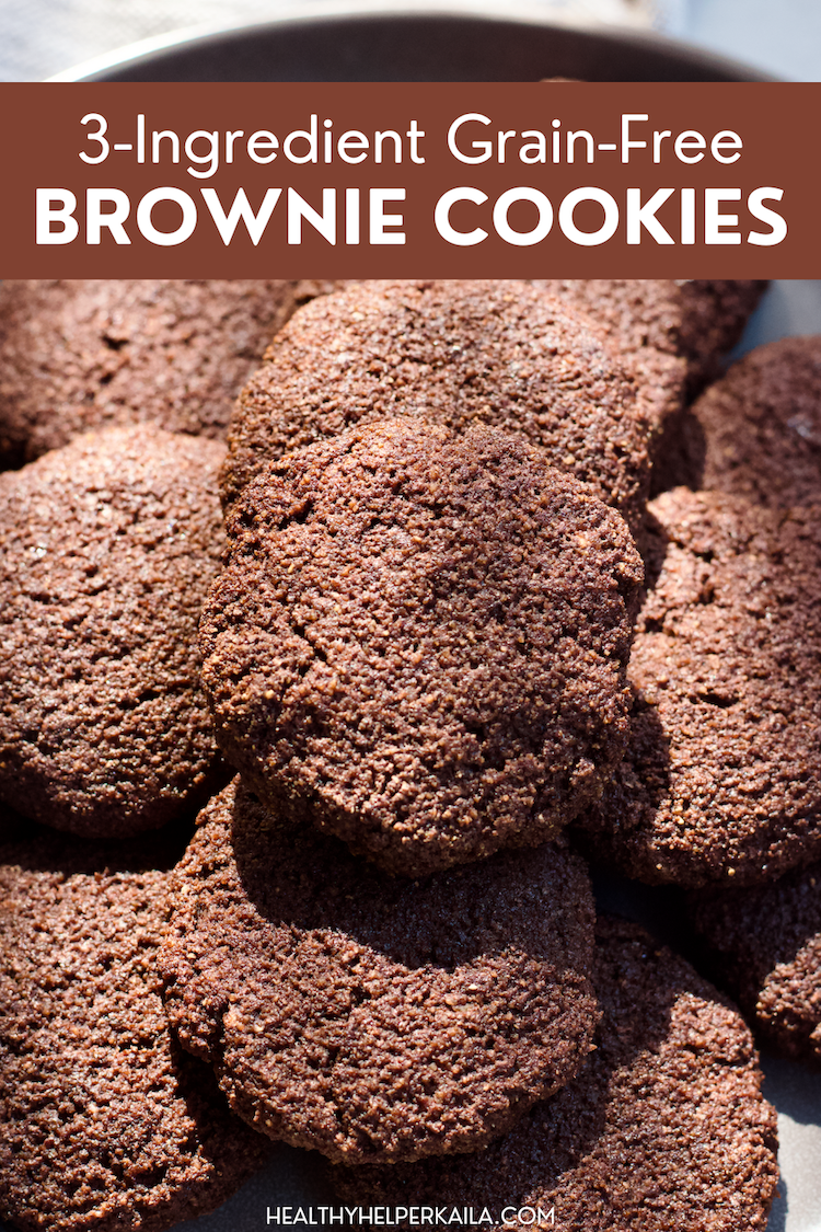 3 Ingredient Grain Free Brownie Cookies are a total game changer when it comes to healthy treats!  This recipe does not contain gluten, dairy or added sugar.