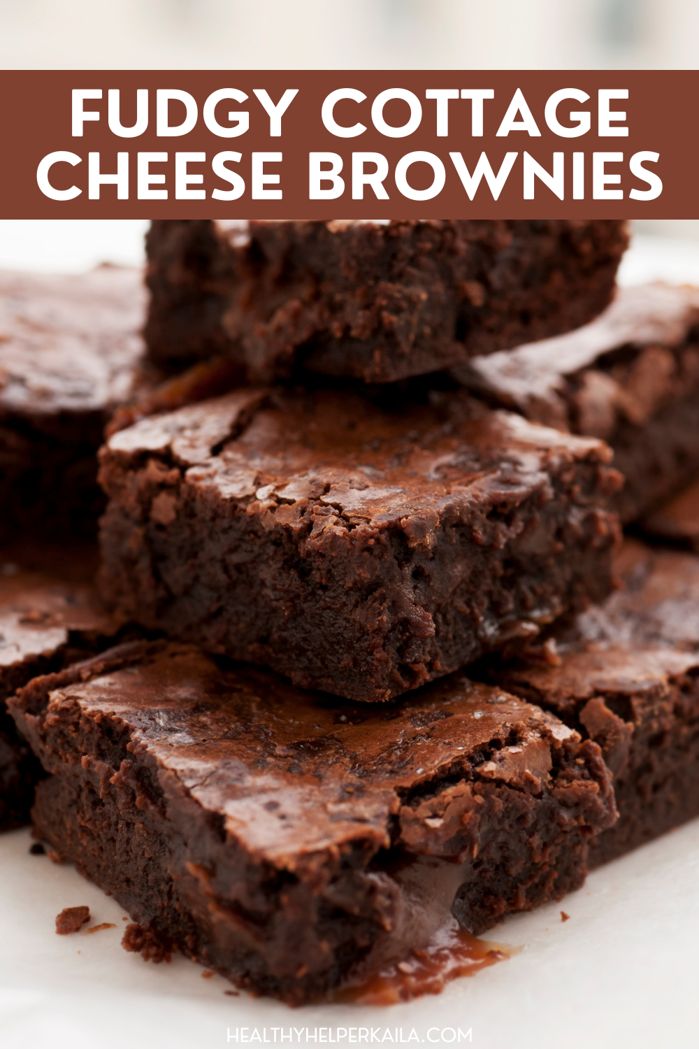 Chocolate brownies with a high protein twist thanks to cottage cheese!  These cottage cheese brownies do not contain gluten or added sugar.