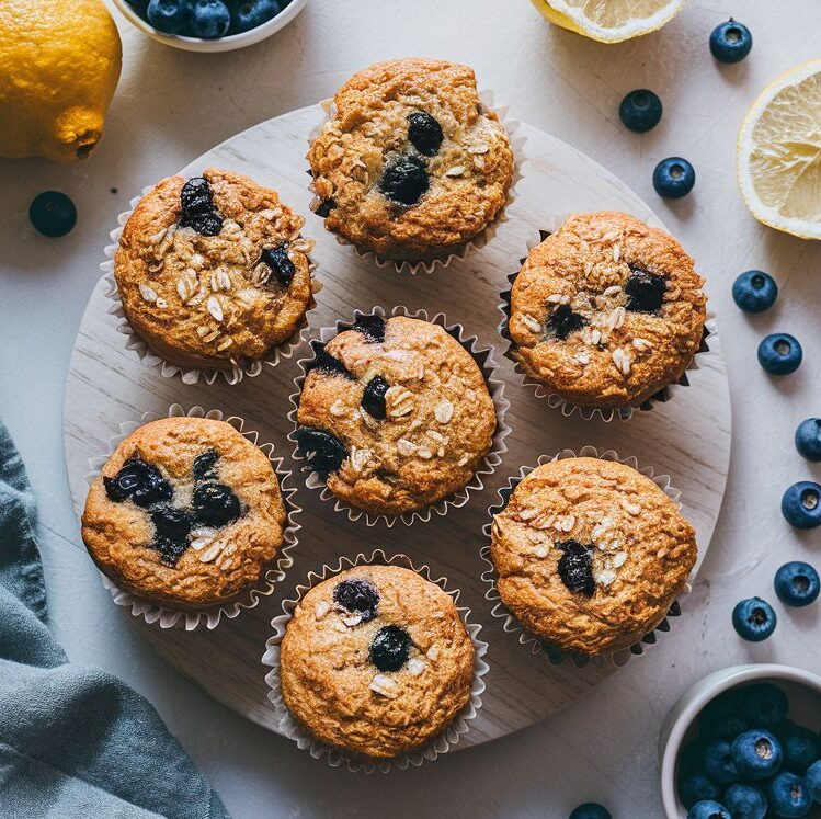 Vegan Blueberry Lemon Oat Muffins